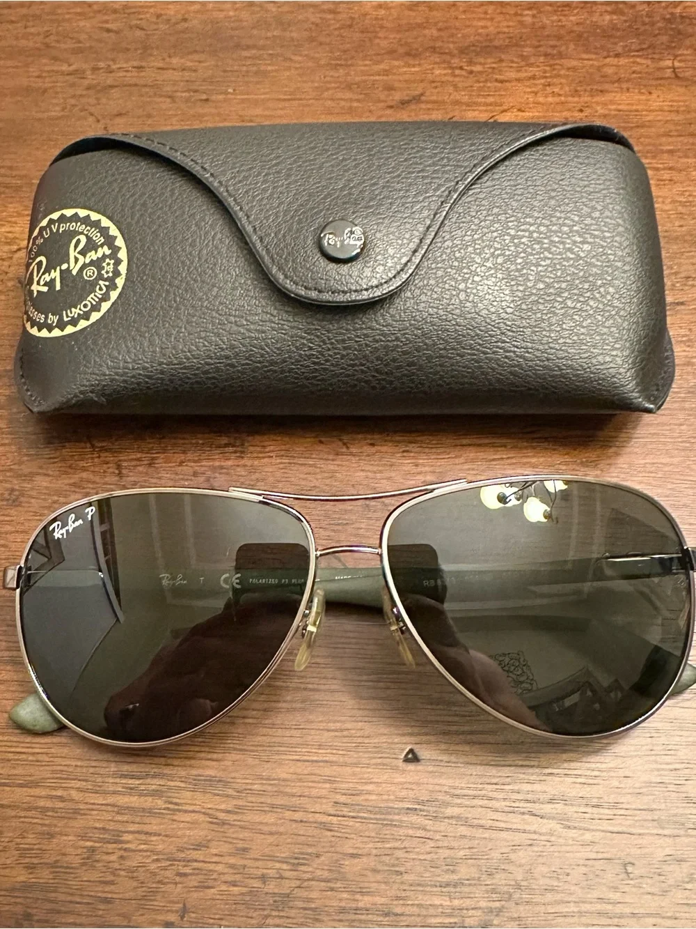 Carbon Fibre - RB8313 004/N5 61-13 - Polished Gunmetal - Green Polarized